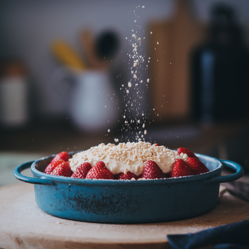 "Layering Strawberry Dump Cake"