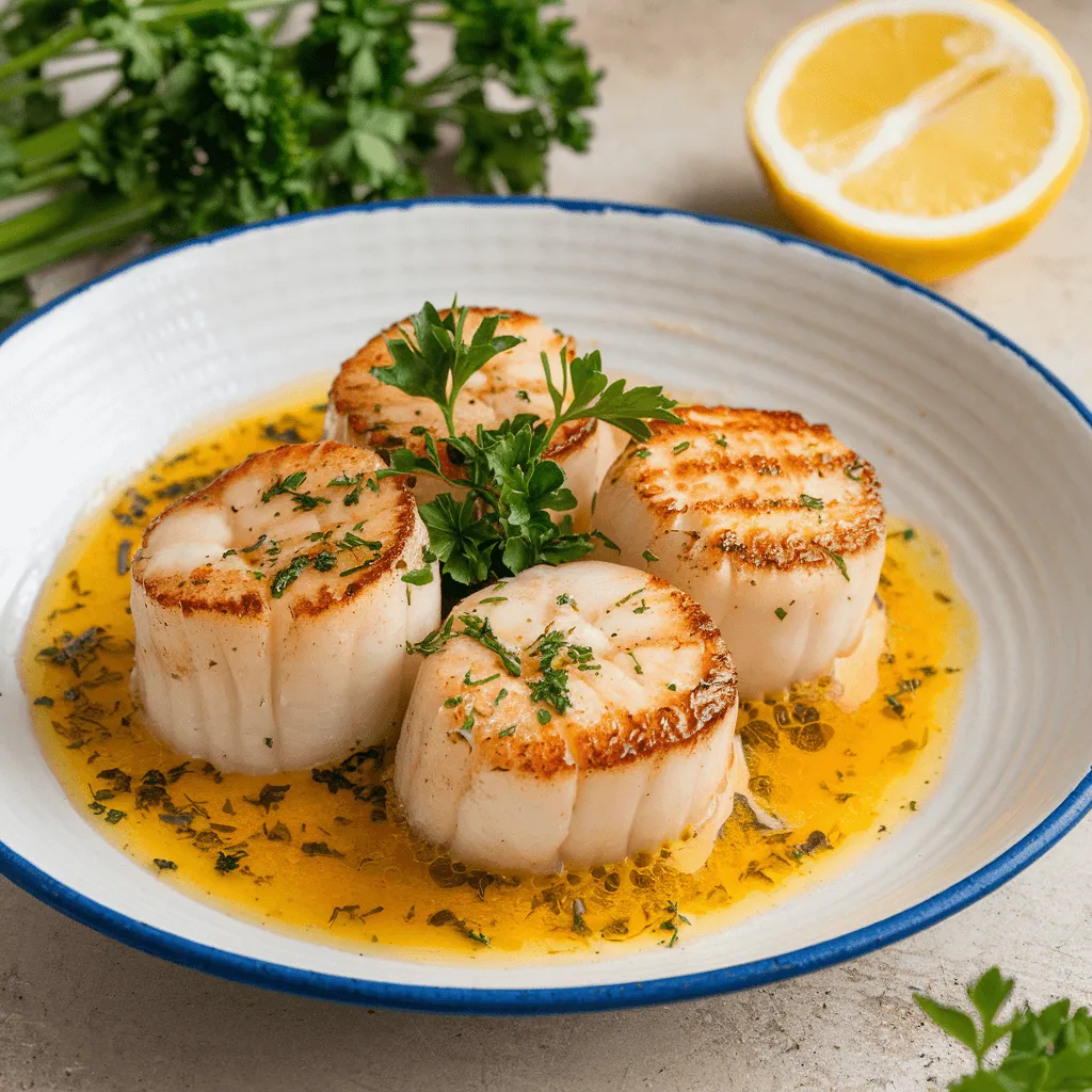 Juicy Lemon Garlic Butter Scallops with Fresh Herbs