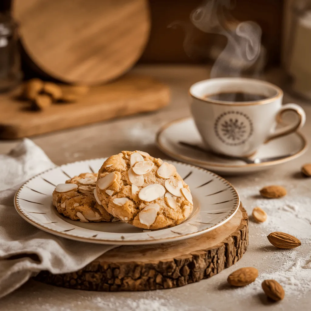 Almond Croissant Cookies with Coffee or Tea