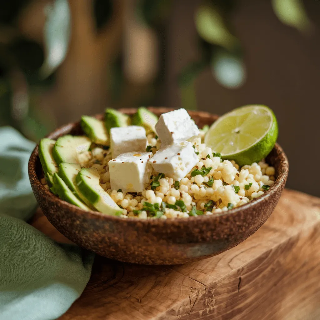 Couscous salad with avocado and feta