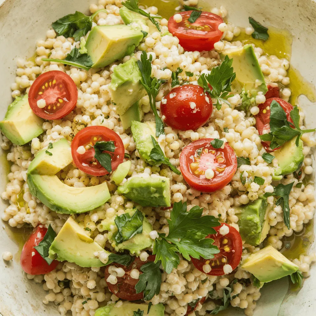 Lemon couscous salad with avocado