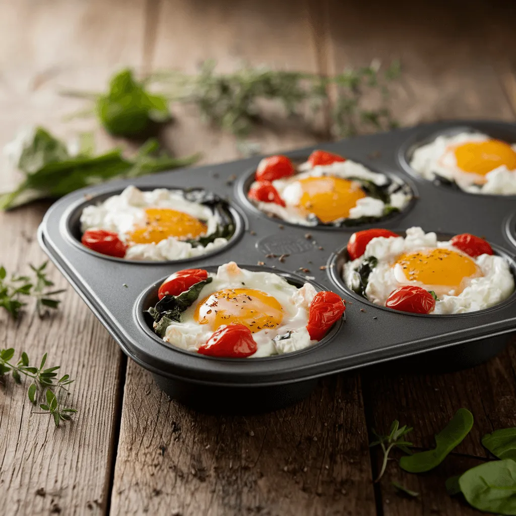 Mini baked eggs with cottage cheese