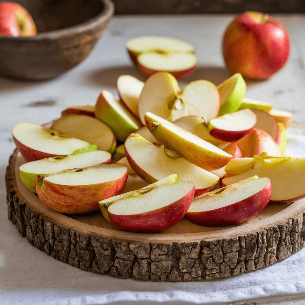 Fresh Granny Smith and Honeycrisp apples on a wooden board