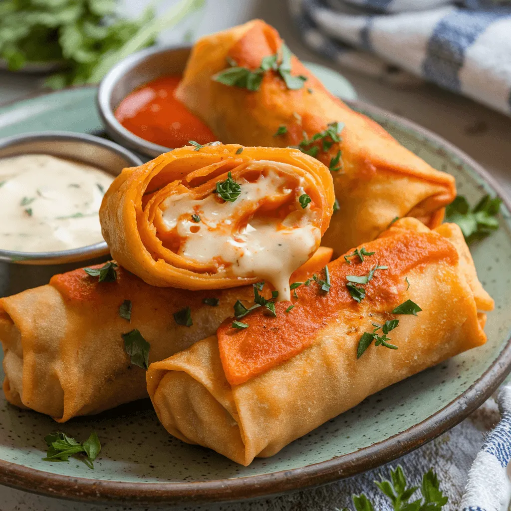 Buffalo Chicken Egg Rolls Appetizer