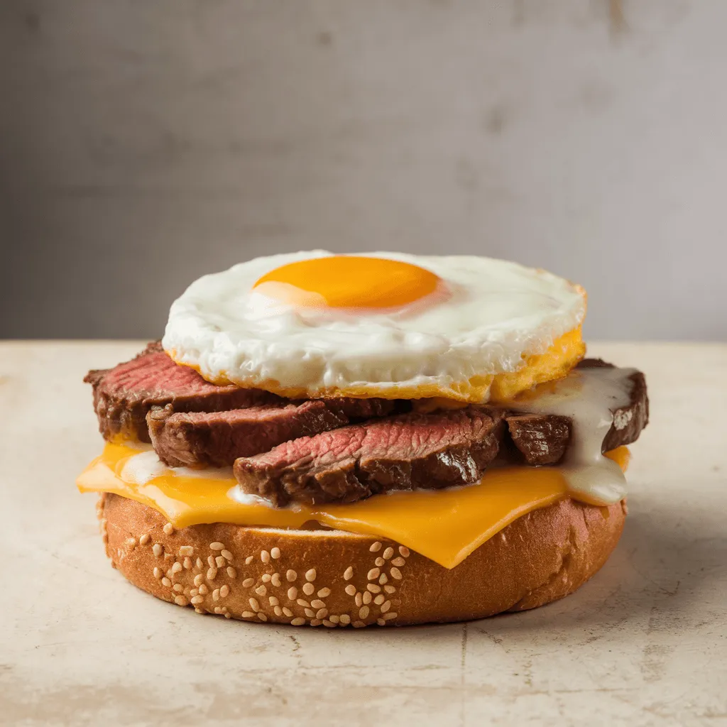 Assembling Steak Egg and Cheese