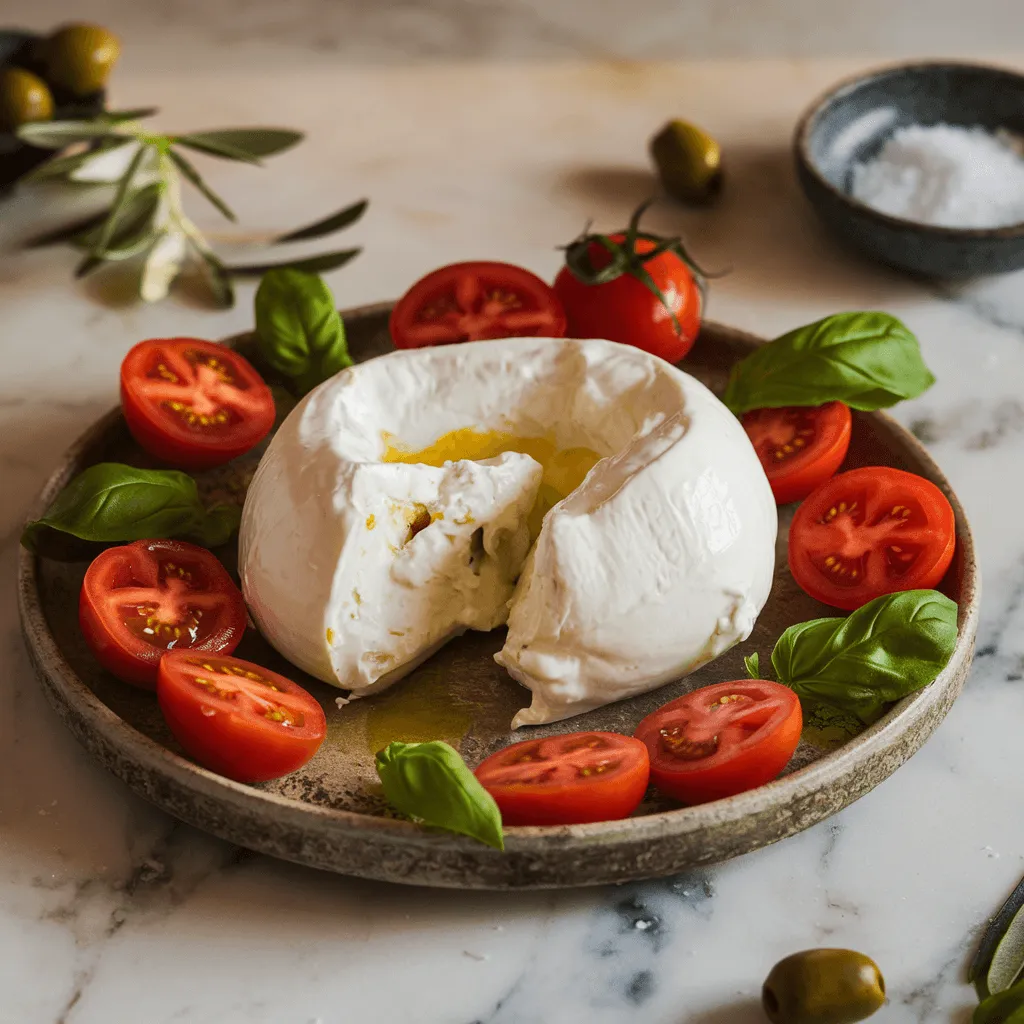 Burrata and fresh ingredients for Burrata Pasta