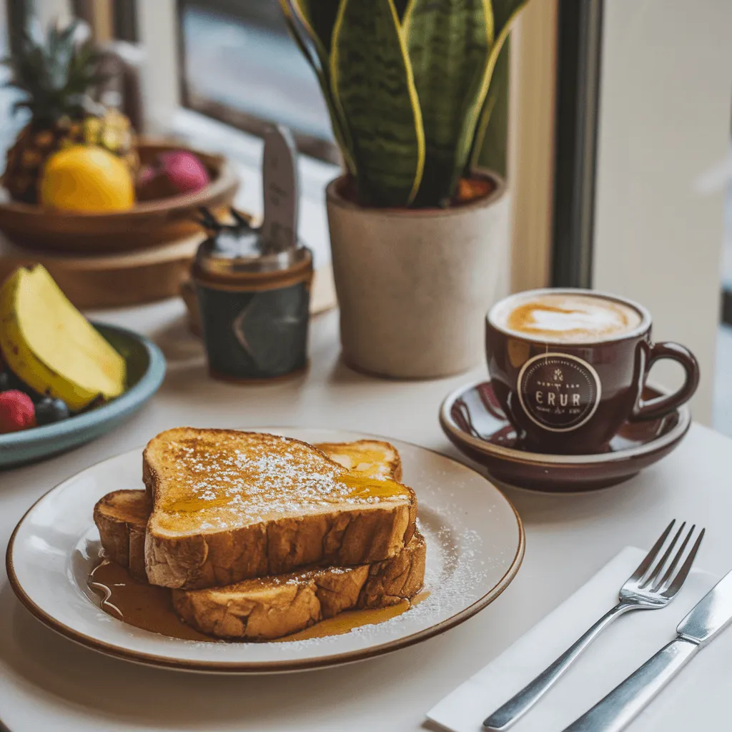 Sourdough French toast served in a café