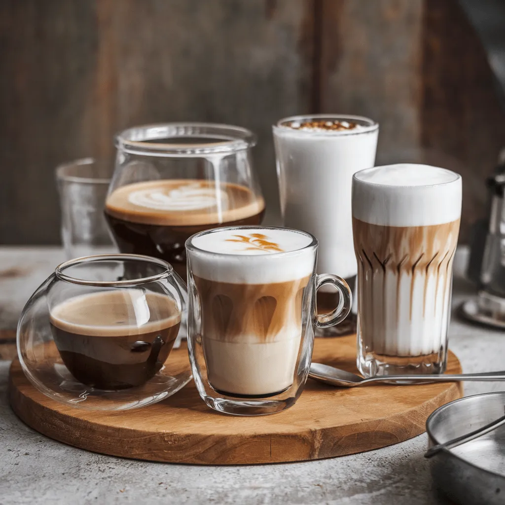 "Latte Macchiato Glass Options"