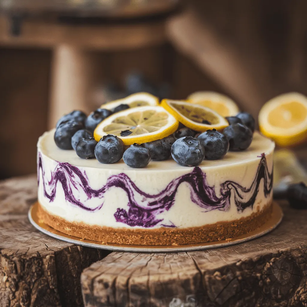 Close-Up Lemon Blueberry Cheesecake