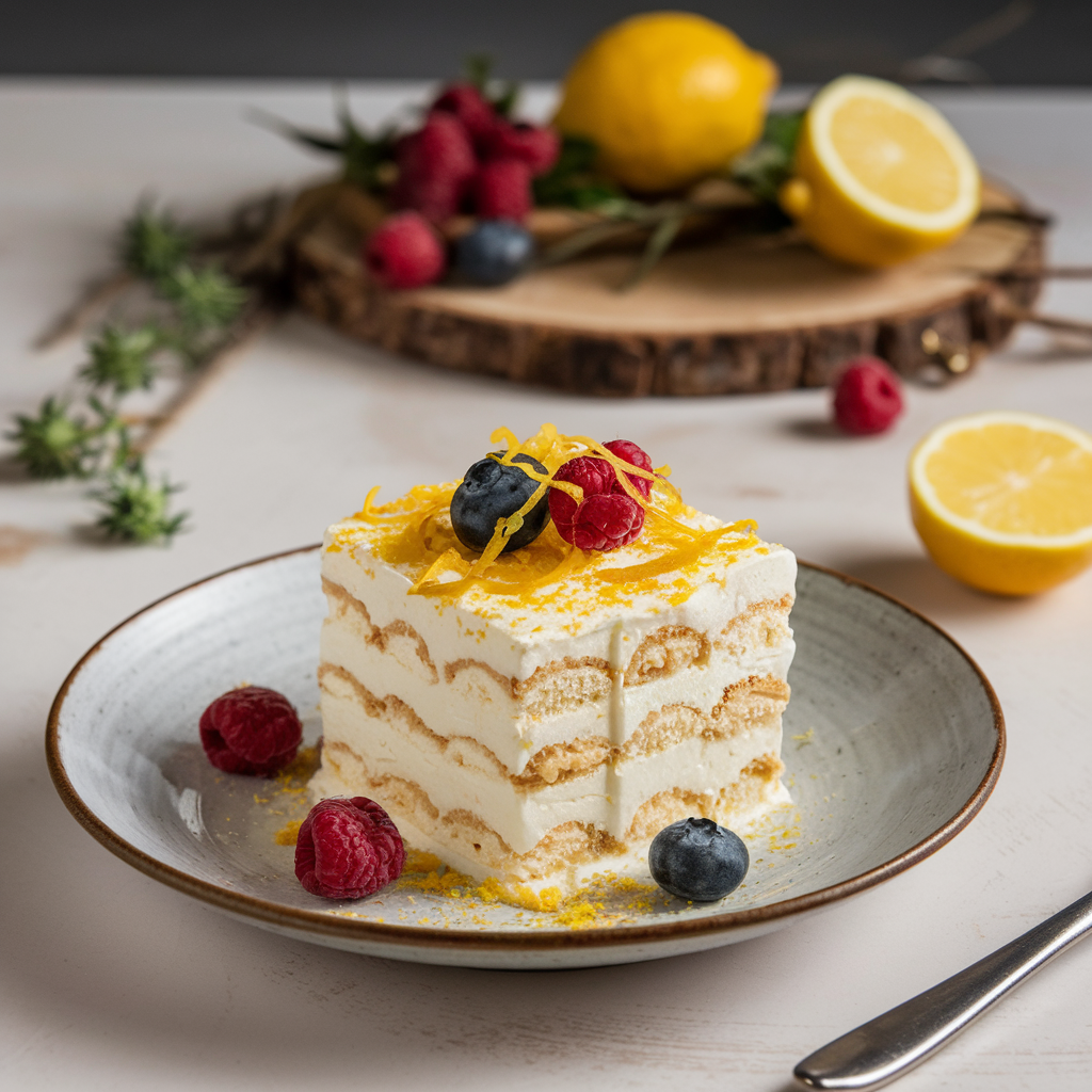 Lemon tiramisu dessert