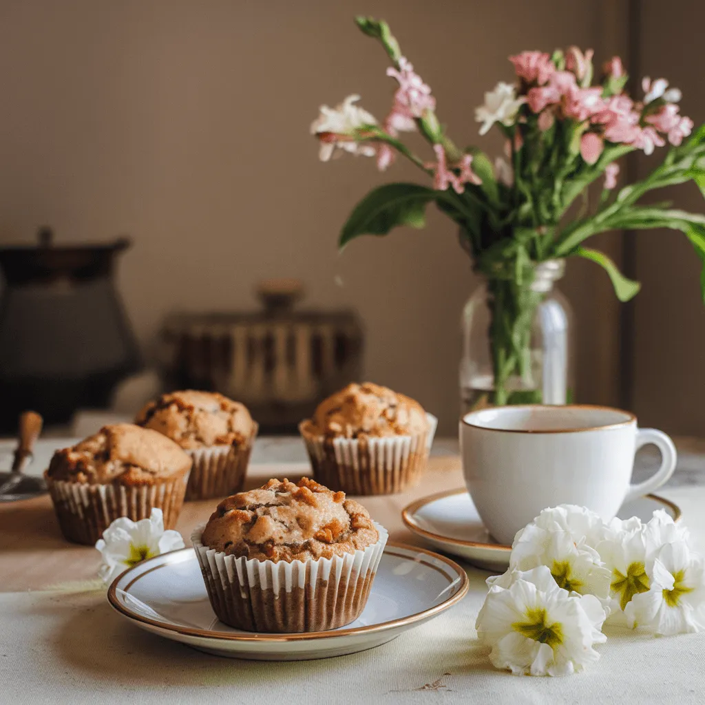 Coffee cake muffins on a breakfast table