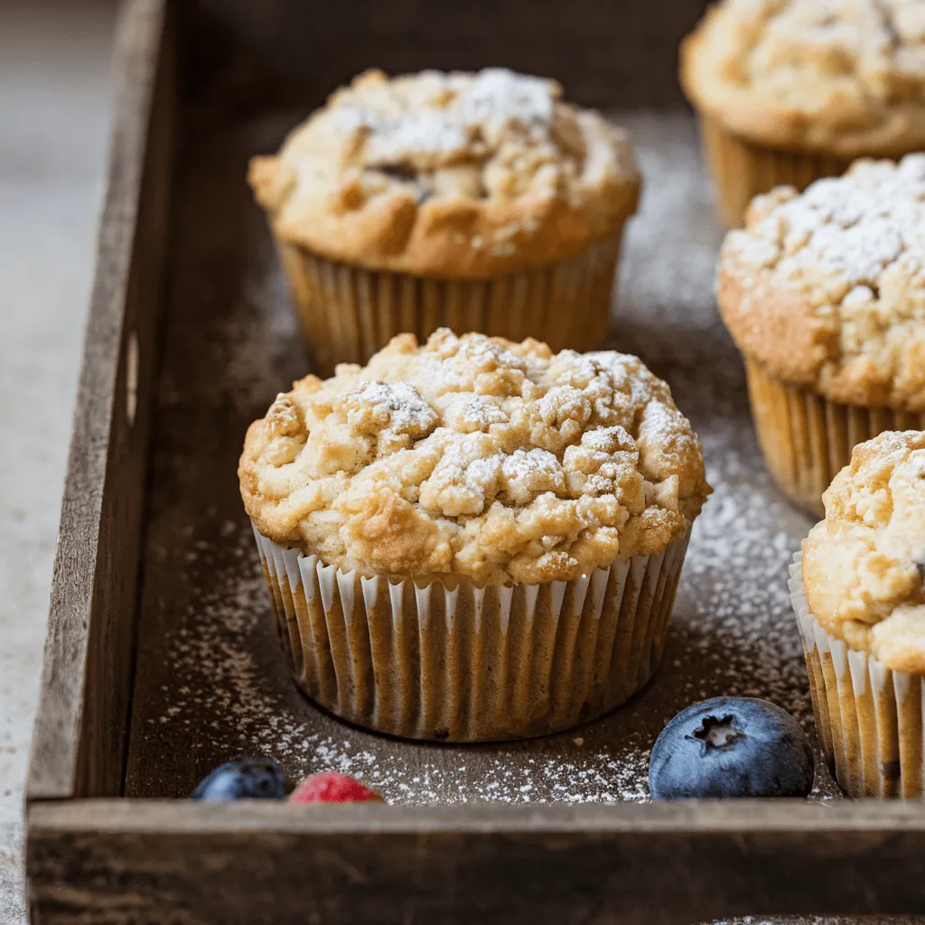 Coffee cake muffins on a tray