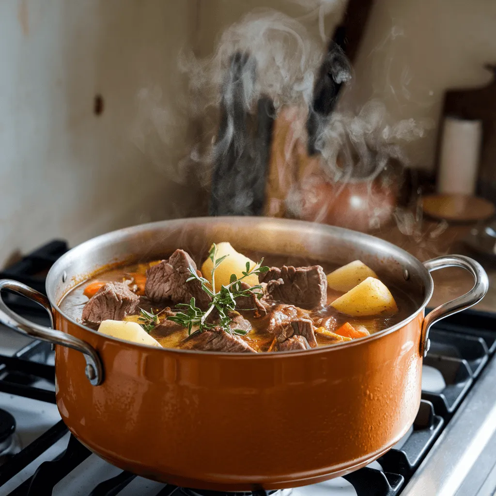 Cooking Savory Beef Stew with Seasoning