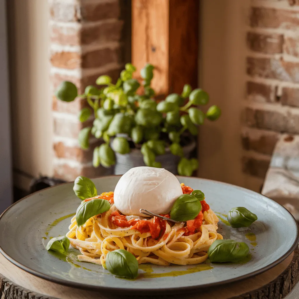 Creamy burrata pasta dish