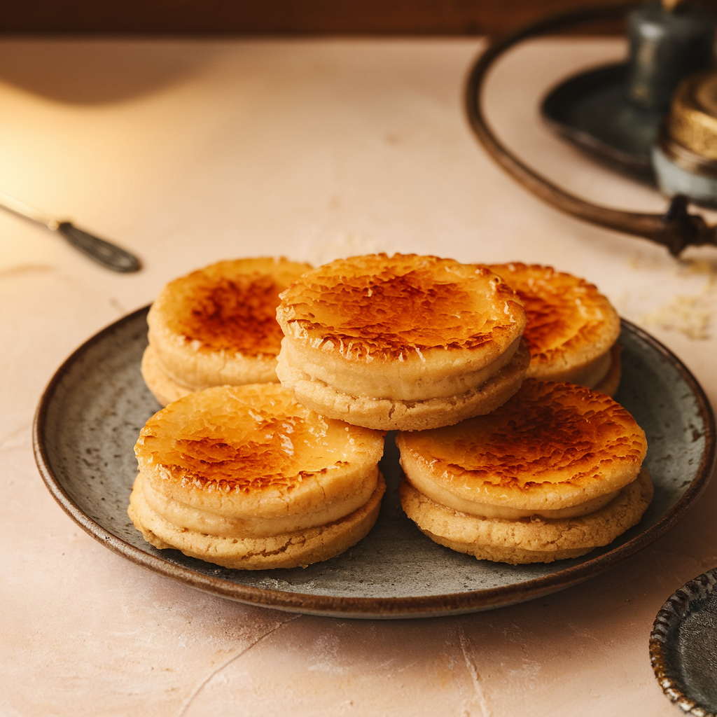 Crème brûlée cookies close-up