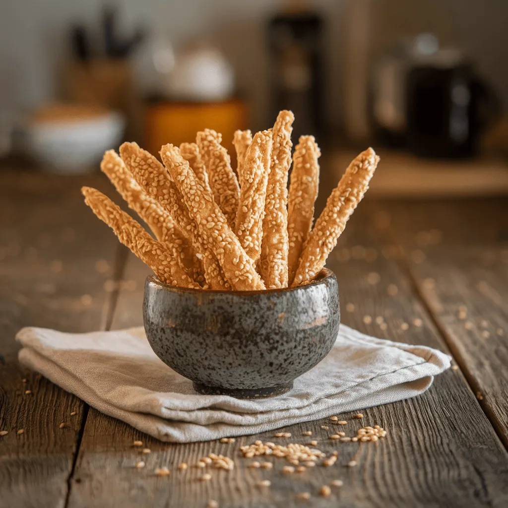 "Sesame seed sticks as a healthy snack"