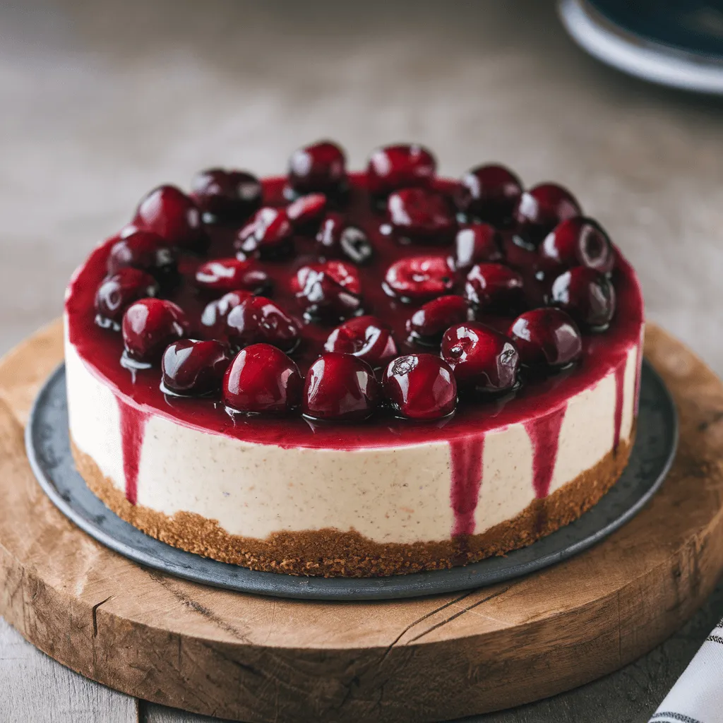 "No bake cherry cheesecake with graham cracker crust"