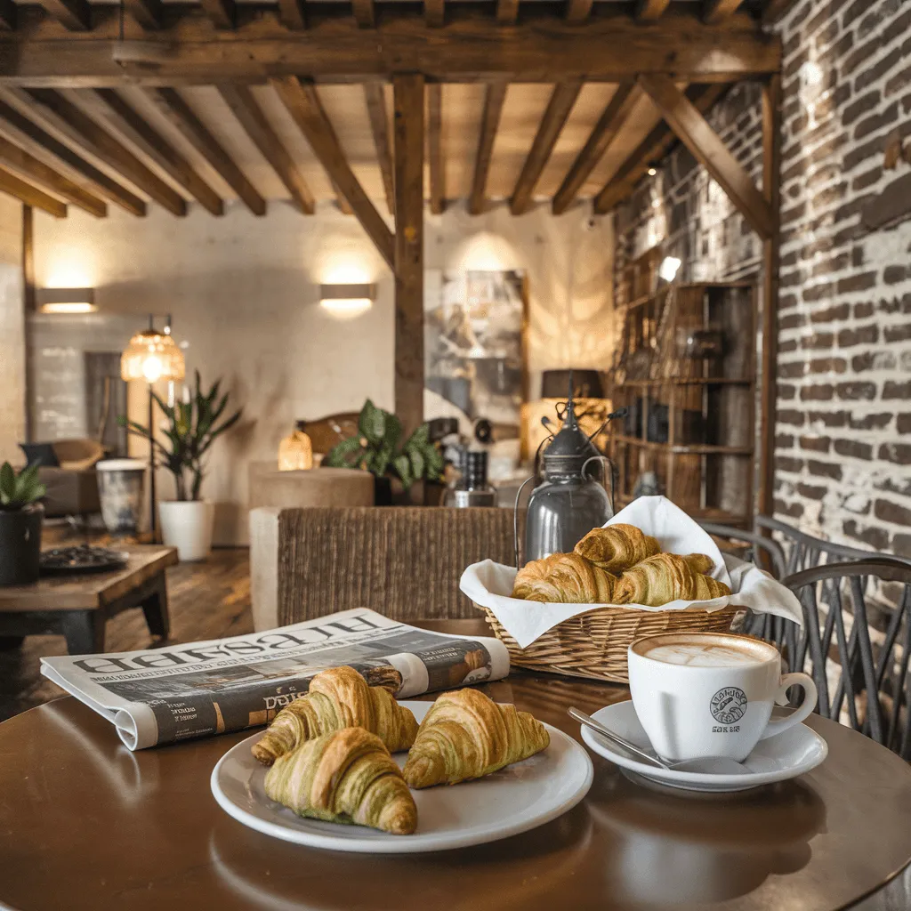 Pistachio croissants and breakfast coffee