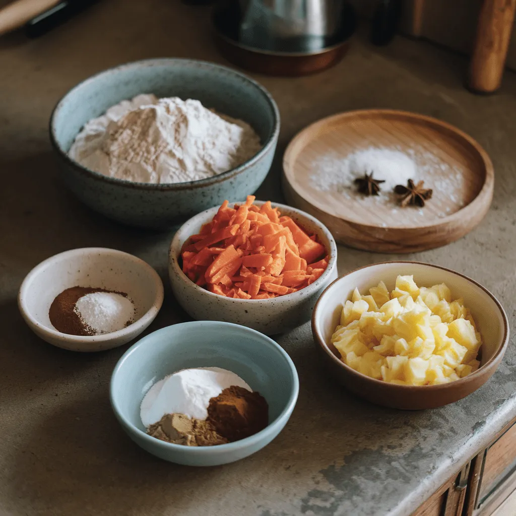 "Ingredients for gluten free carrot cake recipe"