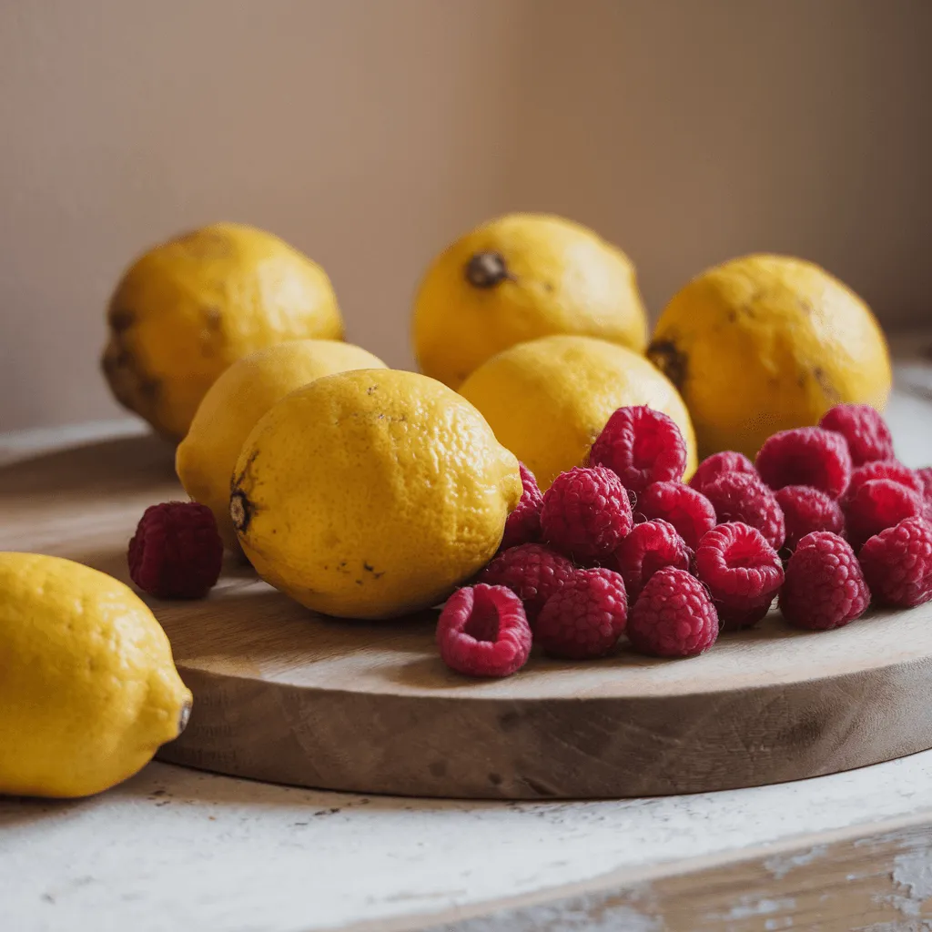 Fresh Lemons and Raspberries