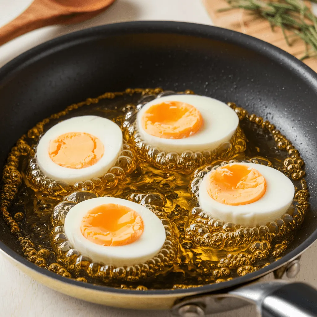 Frying fried deviled eggs