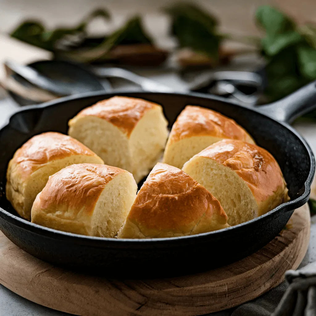 Hawaiian roll French toast on a skillet