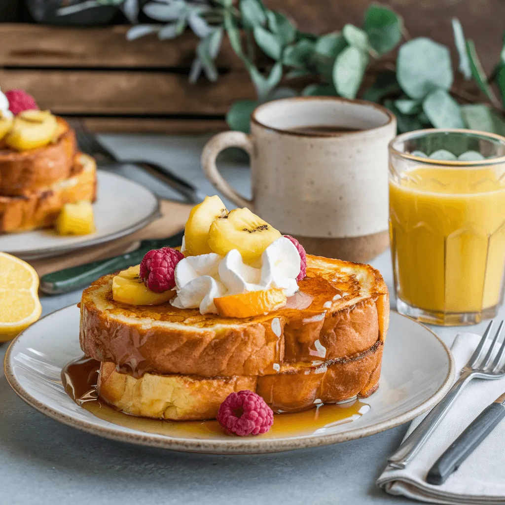 Hawaiian roll French toast brunch spread