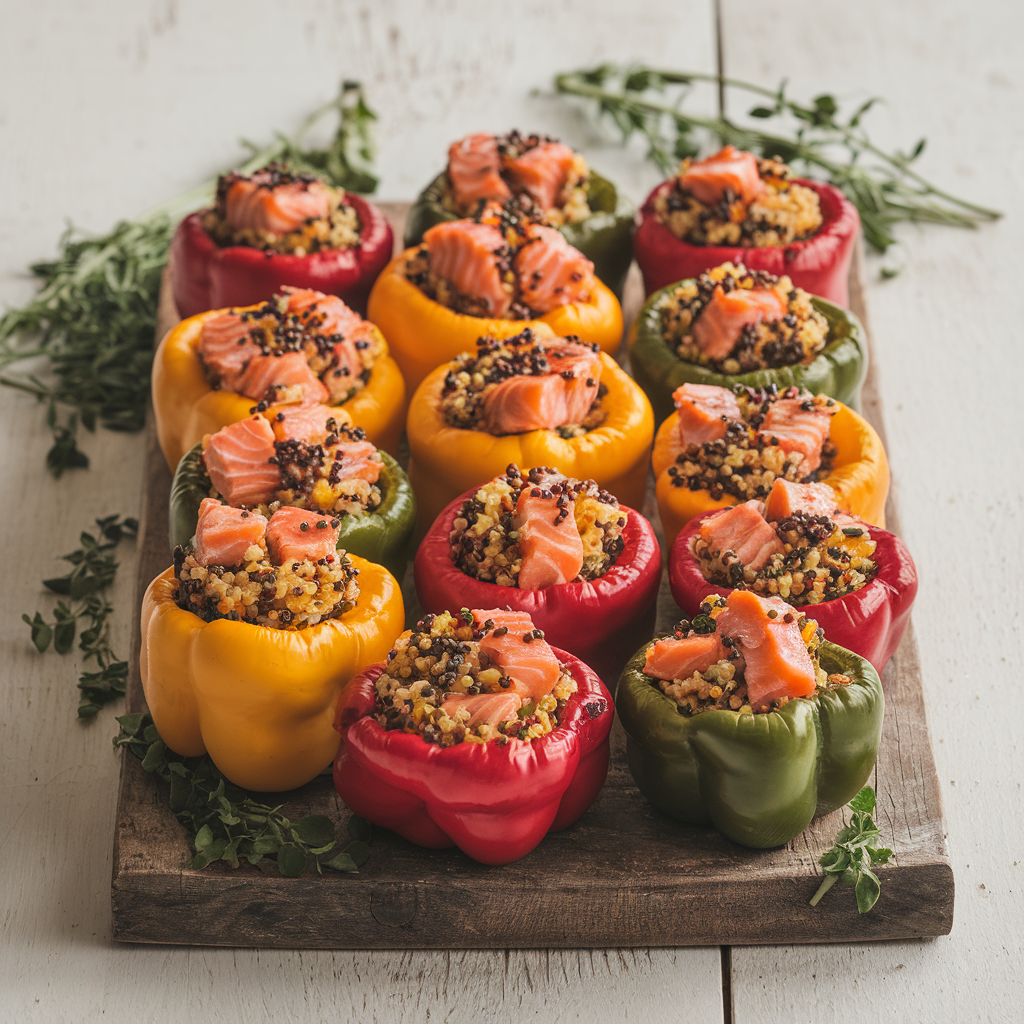 Salmon and Quinoa Stuffed Bell Peppers