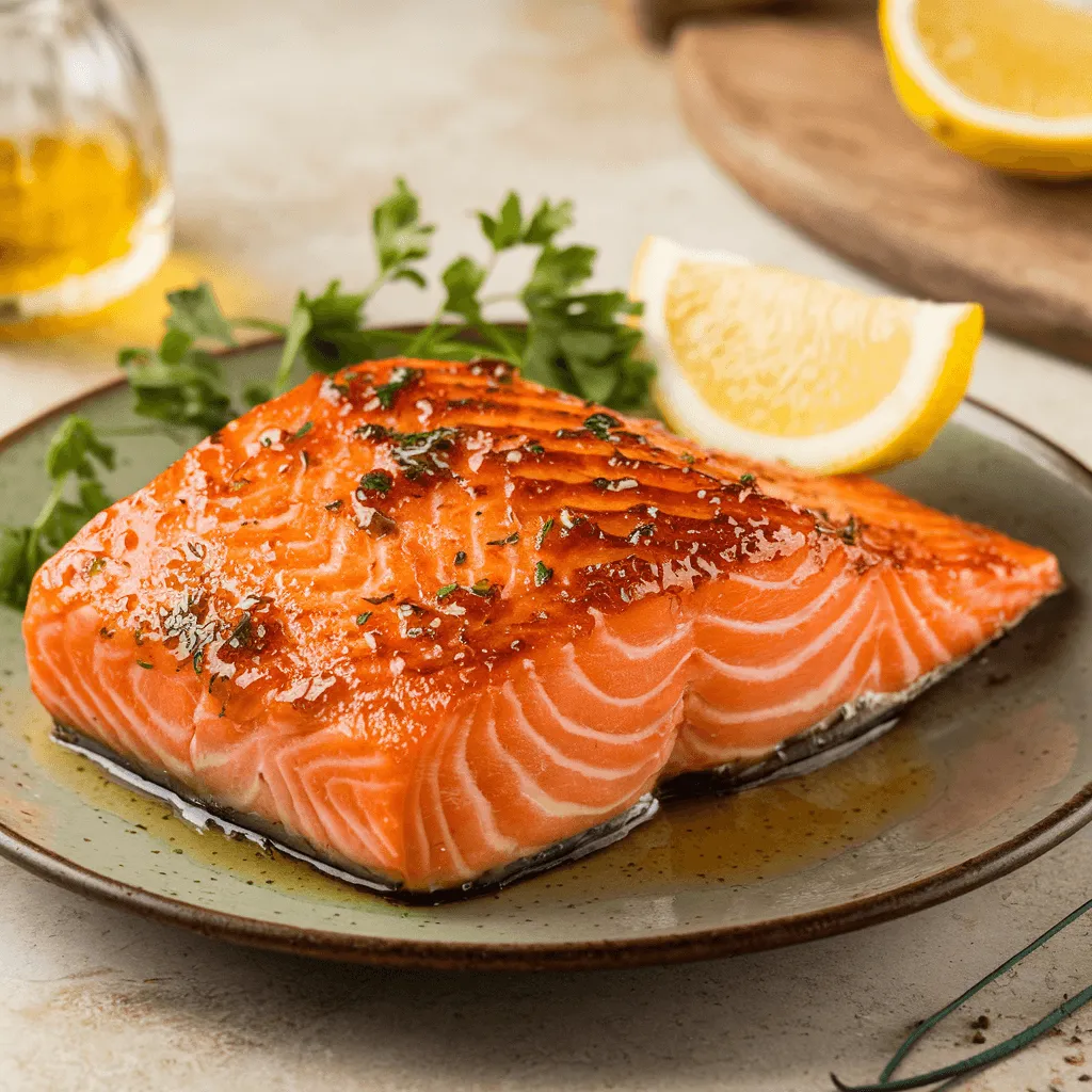 Honey Garlic Glazed Salmon on a plate