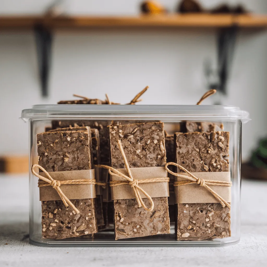 Carnivore protein bars in a sealed container for storage