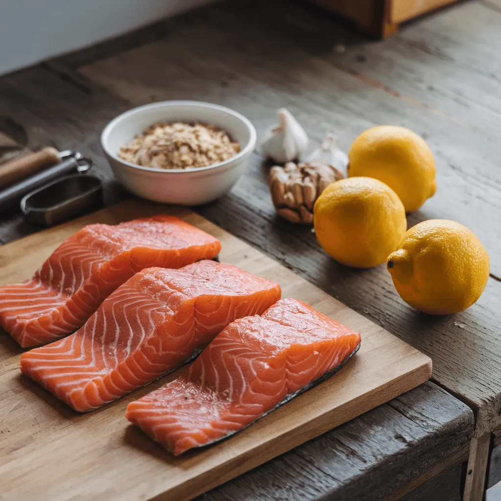 Fresh Ingredients for Almond Crusted Salmon