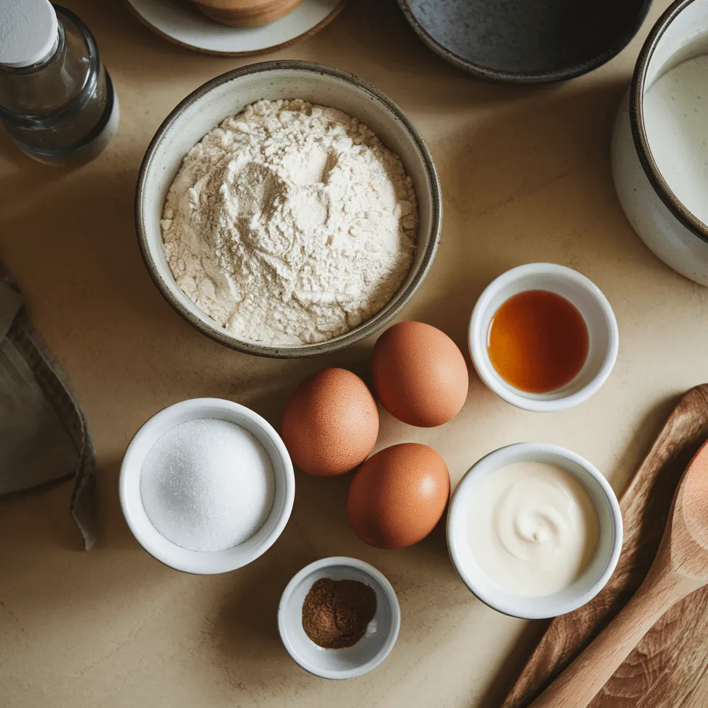 Ingredients for crème brûlée donuts