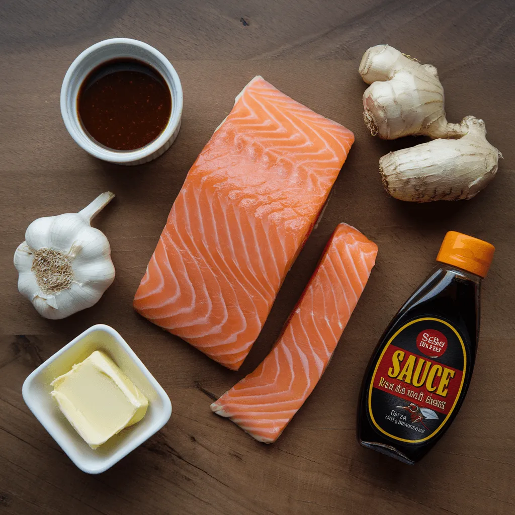 Ingredients for salmon with miso butter