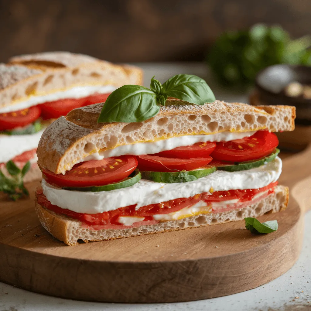 "Italian caprese ciabatta sandwich"