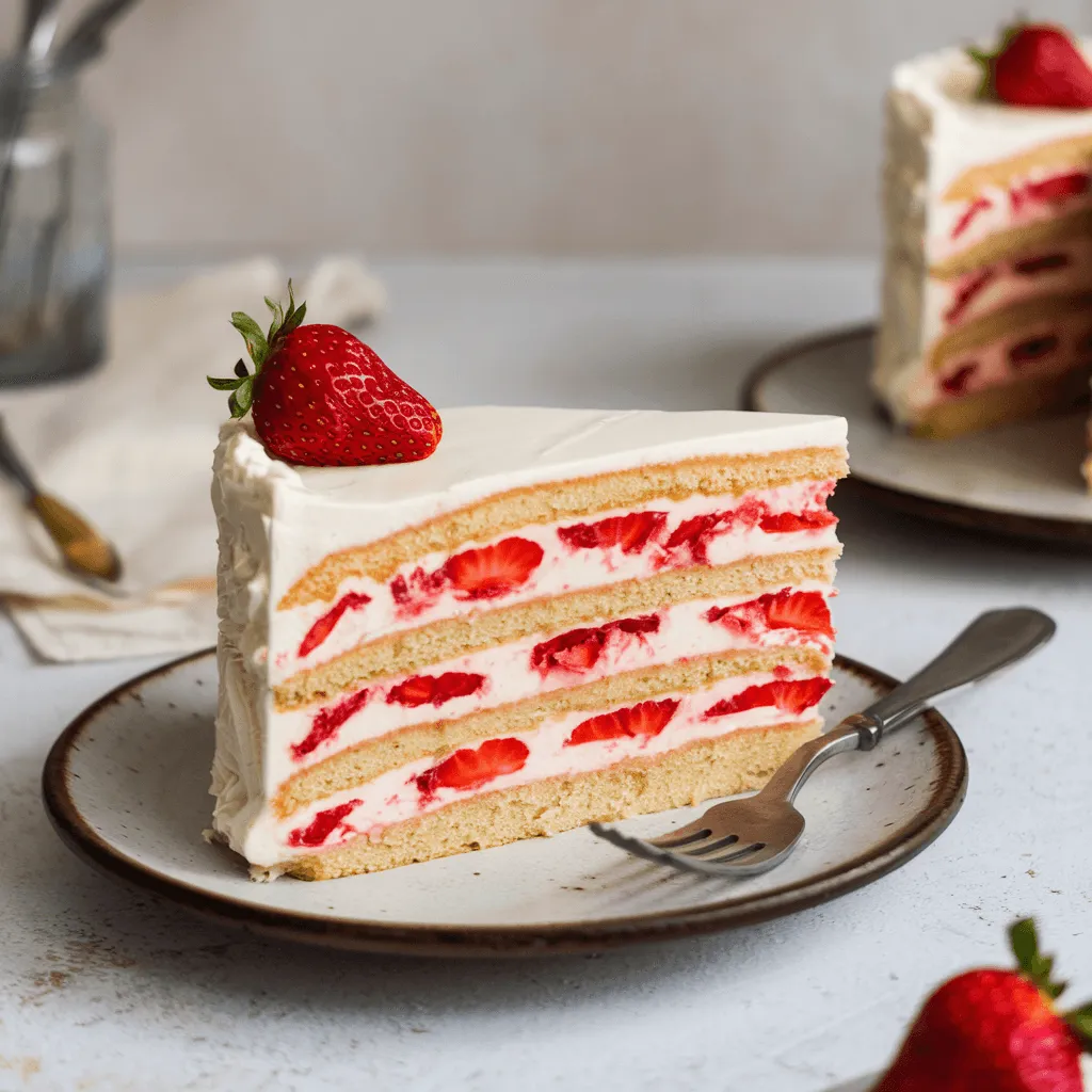 Strawberry Cake Slice with Filling