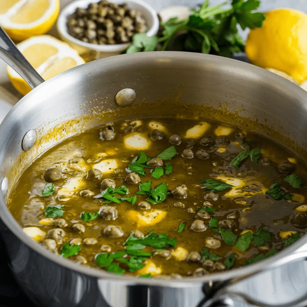 Lemon Caper Sauce Close-Up