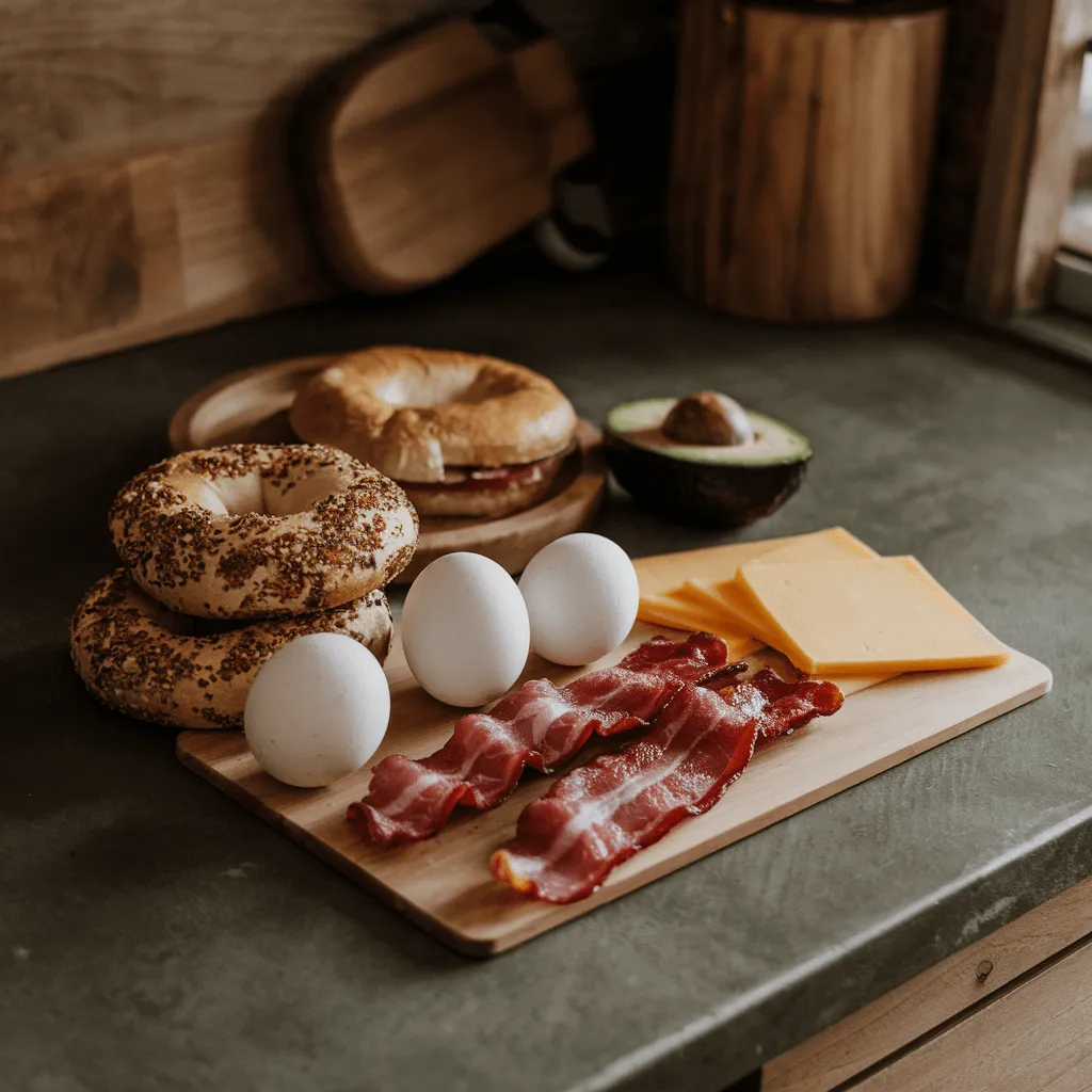 Bacon and eggs bagel DIY setup