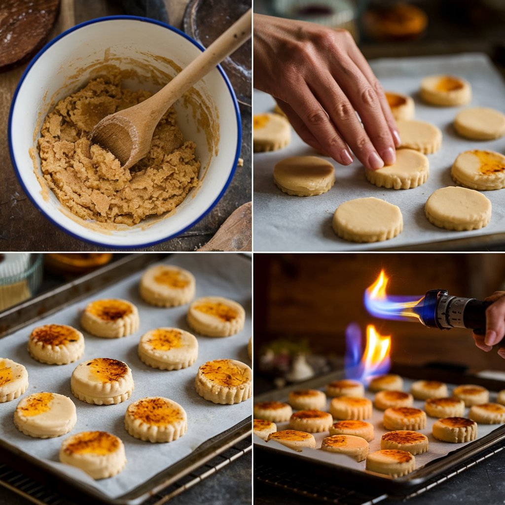 Making crème brûlée cookies