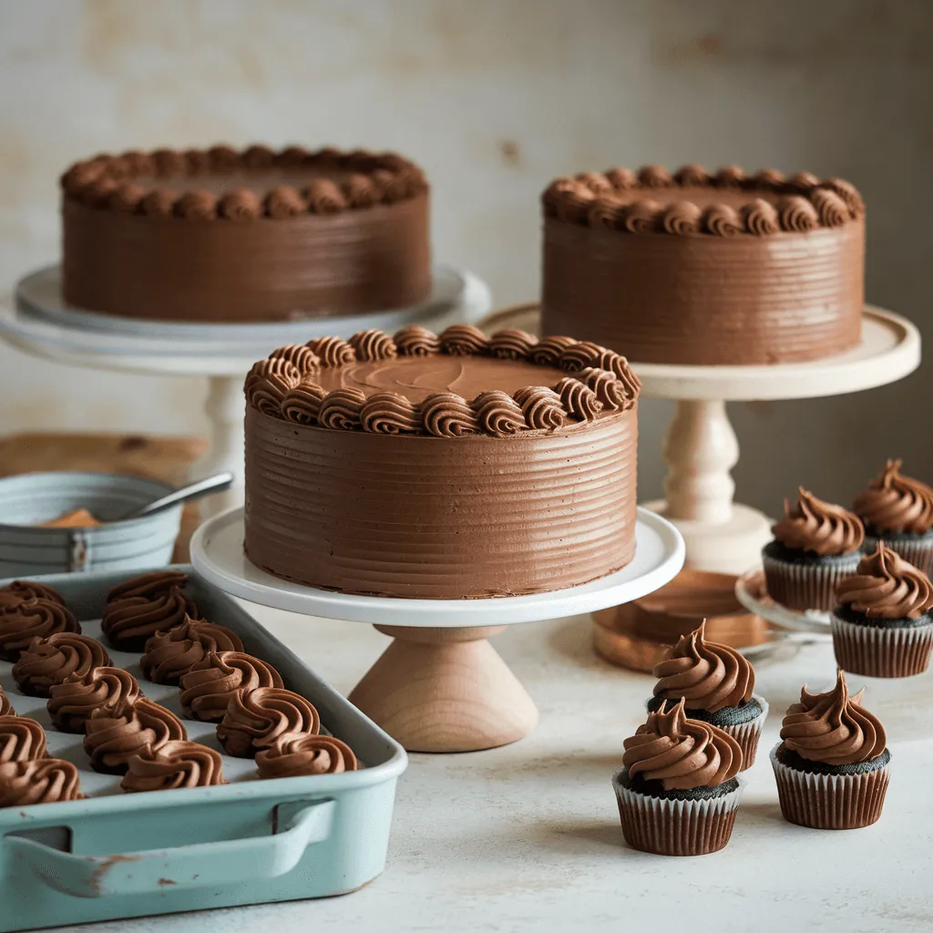 Matilda chocolate cake in different pans