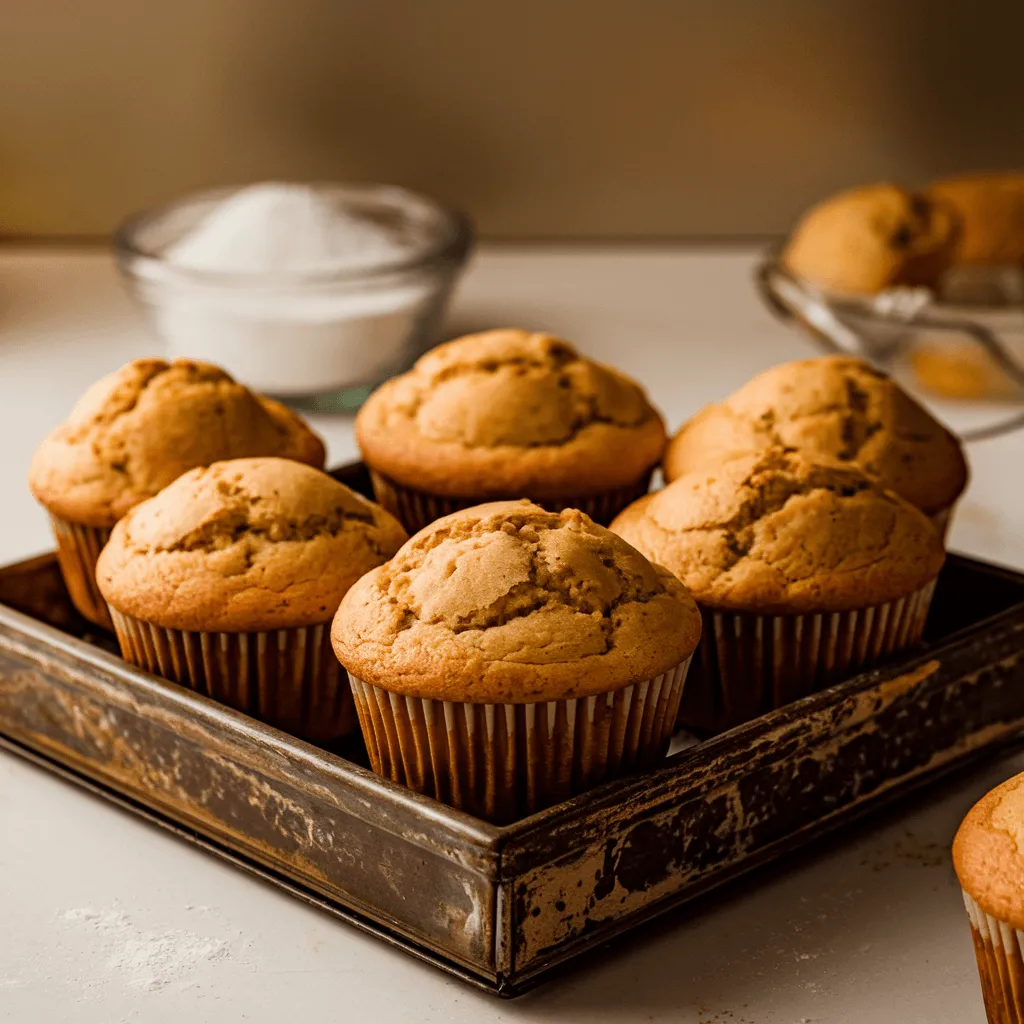 Freshly baked coffee cake muffins straight out of the oven