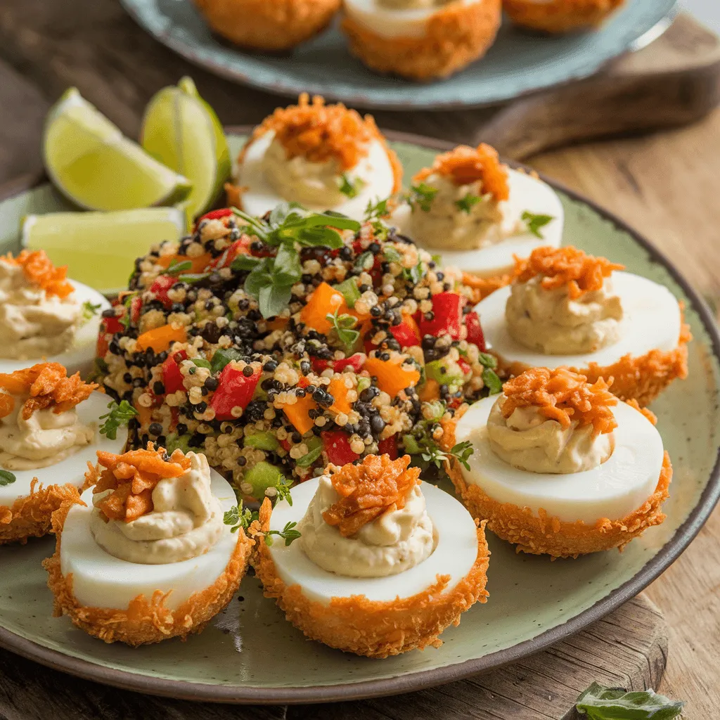 Pairing fried deviled eggs with salad