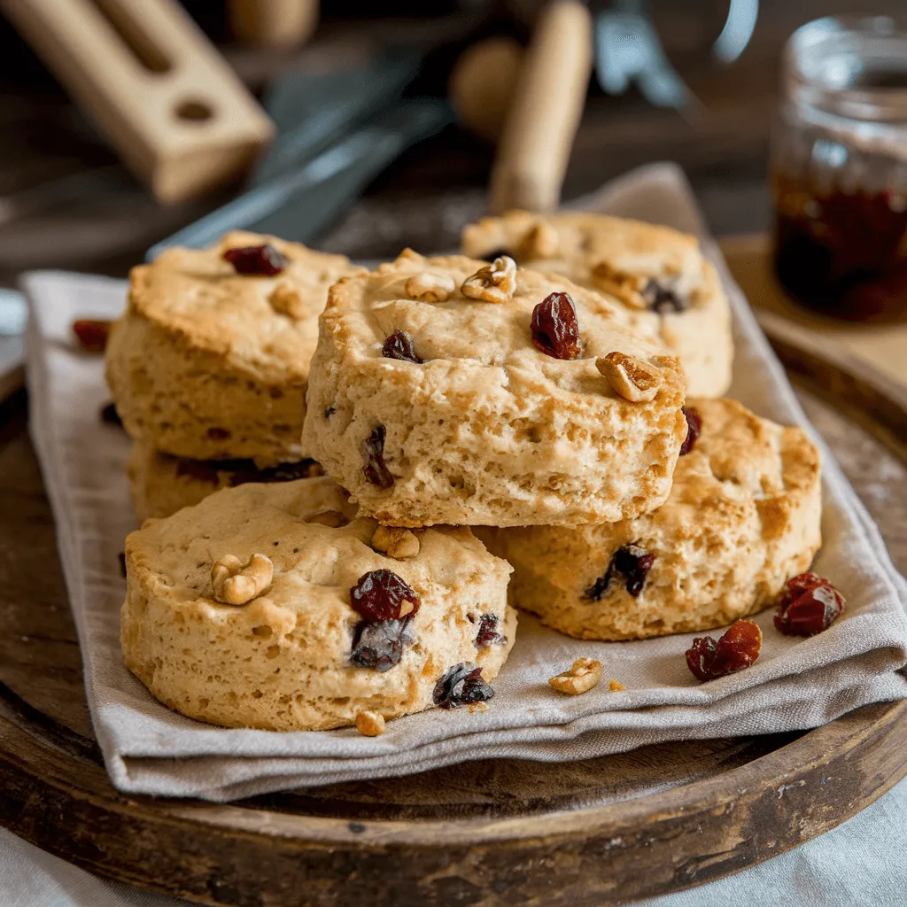 Sourdough Scones on a Wooden Tray