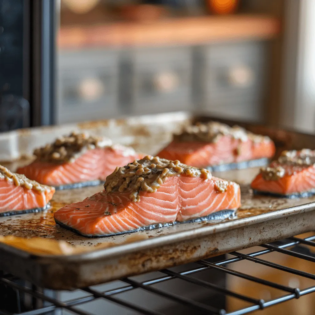 Salmon with miso butter in oven