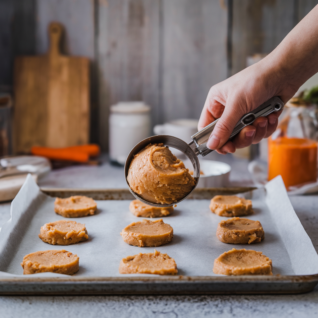 Scooping Carrot Cake Cookie Dough