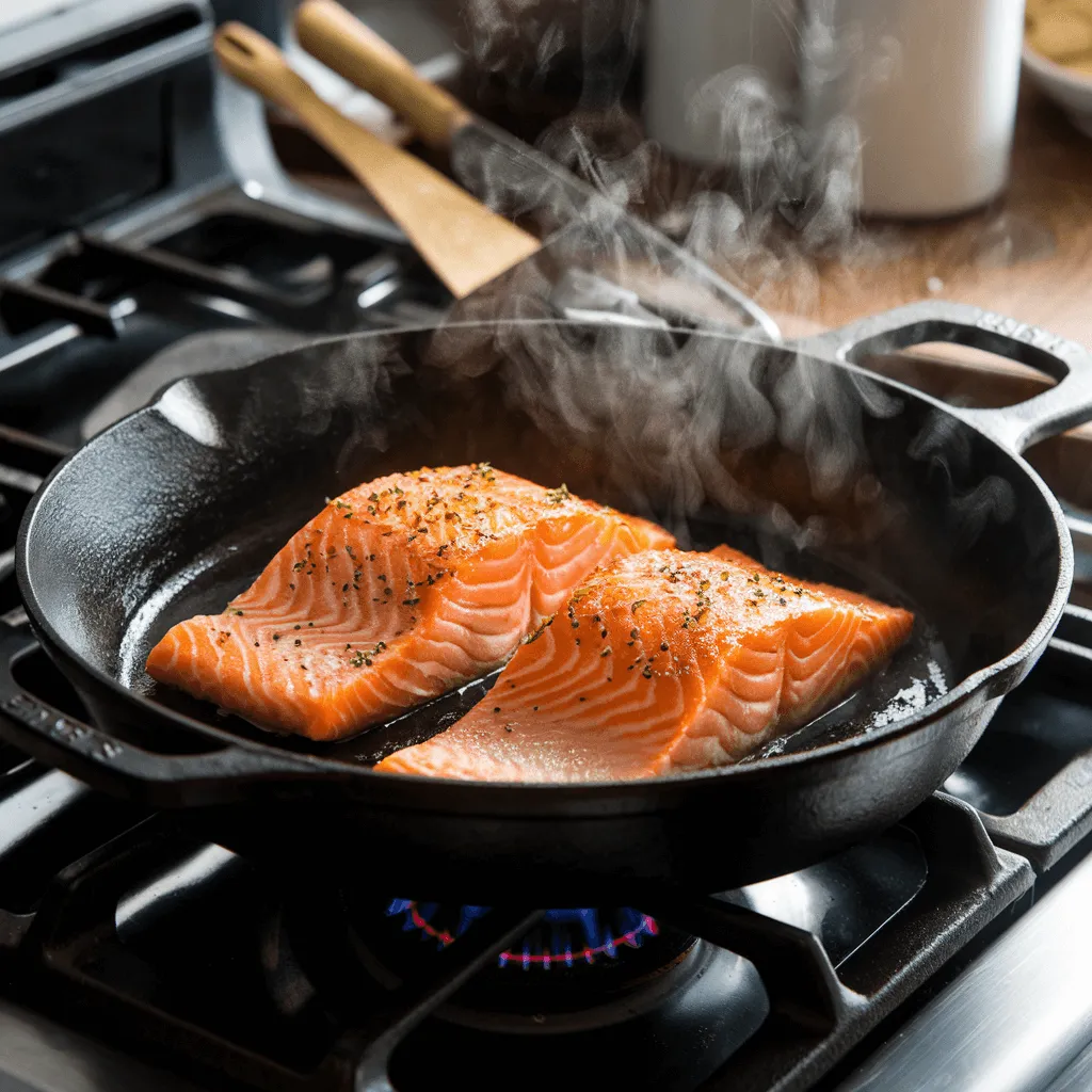 Searing Salmon for Piccata