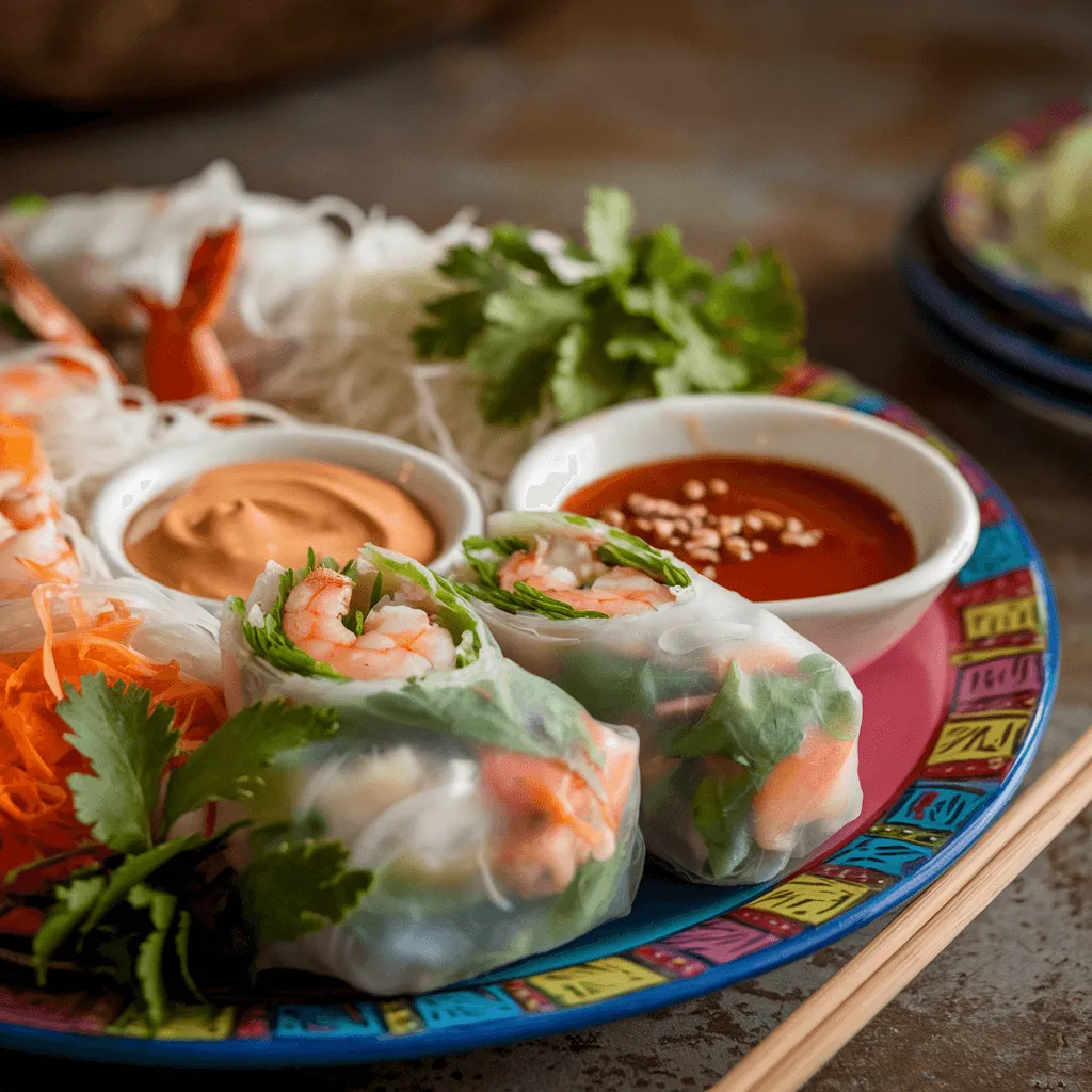 Shrimp spring rolls platter