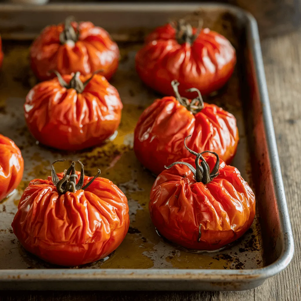 Roasted Beefsteak Tomatoes on a Tray