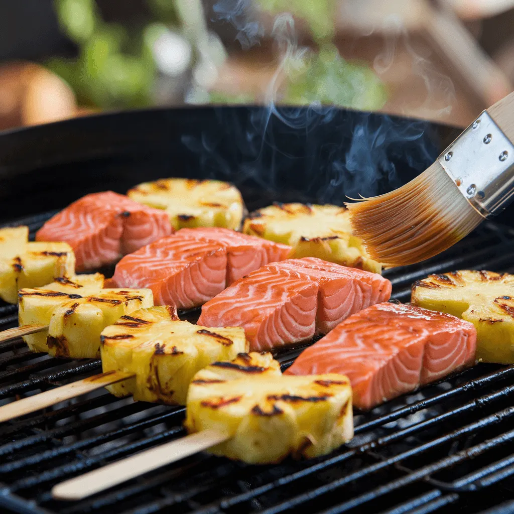 Grilled salmon teriyaki kabobs