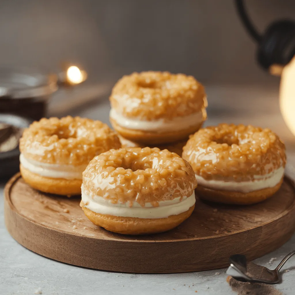 Stack of crème brûlée donuts