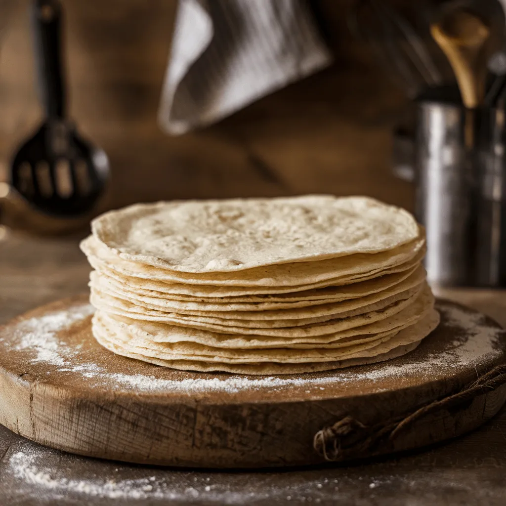 Sourdough tortillas stacked